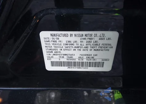 2008 Infiniti G35X z USA, uszkodzony, nr VIN JNKBV61F98M272453